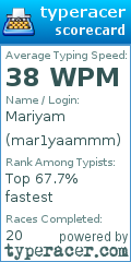 Scorecard for user mar1yaammm