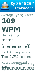 Scorecard for user mememanjeff