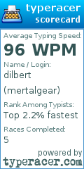Scorecard for user mertalgear