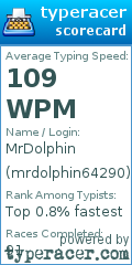 Scorecard for user mrdolphin64290