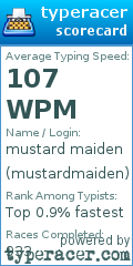 Scorecard for user mustardmaiden