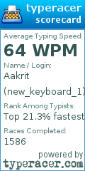 Scorecard for user new_keyboard_1