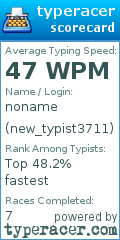 Scorecard for user new_typist3711