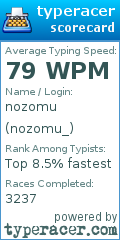 Scorecard for user nozomu_