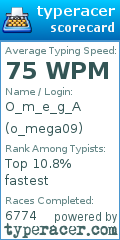Scorecard for user o_mega09