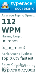 Scorecard for user o_ur_mom