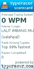 Scorecard for user oalahpal