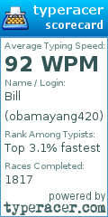 Scorecard for user obamayang420