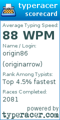 Scorecard for user originarrow