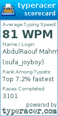 Scorecard for user oufa_joyboy
