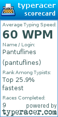 Scorecard for user pantuflines