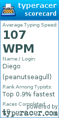 Scorecard for user peanutseagull
