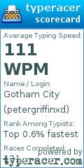 Scorecard for user petergriffinxd