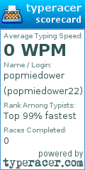 Scorecard for user popmiedower22