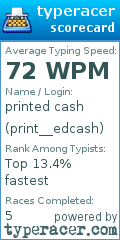Scorecard for user print__edcash