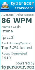 Scorecard for user przz3