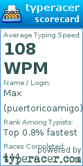 Scorecard for user puertoricoamigo