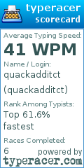 Scorecard for user quackadditct