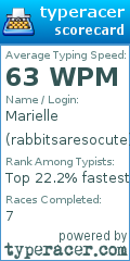 Scorecard for user rabbitsaresocute