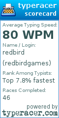 Scorecard for user redbirdgames