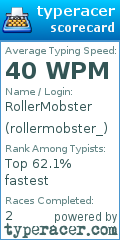 Scorecard for user rollermobster_