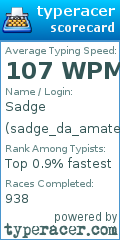 Scorecard for user sadge_da_amateur