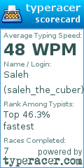 Scorecard for user saleh_the_cuber