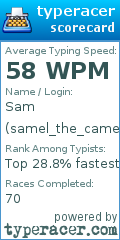 Scorecard for user samel_the_camel