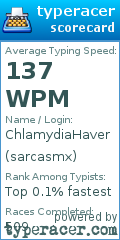 Scorecard for user sarcasmx