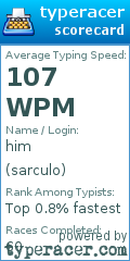 Scorecard for user sarculo
