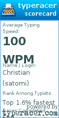 Scorecard for user satomi