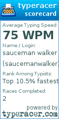 Scorecard for user saucemanwalker