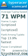 Scorecard for user scriptized