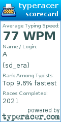 Scorecard for user sd_era