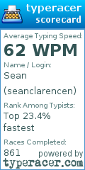 Scorecard for user seanclarencen