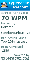 Scorecard for user seekercuriousityxx