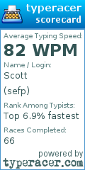 Scorecard for user sefp