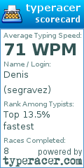 Scorecard for user segravez
