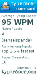 Scorecard for user senseispanda