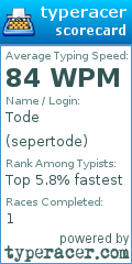 Scorecard for user sepertode