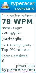 Scorecard for user seringgila