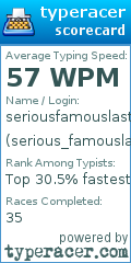 Scorecard for user serious_famouslastwords