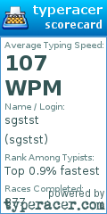 Scorecard for user sgstst