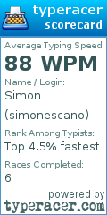 Scorecard for user simonescano