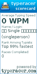 Scorecard for user singleperson