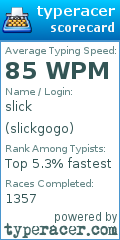 Scorecard for user slickgogo