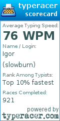Scorecard for user slowburn