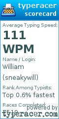 Scorecard for user sneakywill
