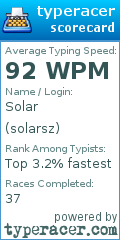 Scorecard for user solarsz