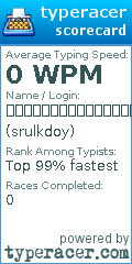 Scorecard for user srulkdoy
